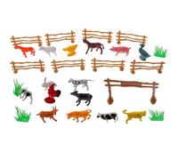 LABRIMP Miniature Farm Animal Figurines with Fence DIY Assembly Plastic Educational for Realistic Textured Animals for Cognitive Play and Micro Landscape Decoration