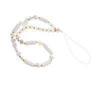 LABRIMP Moon Star Beaded Phone Lanyard Strap for Women Handmade Anti-Lost Mobile Phone Charm Pearls Adjustable Length Wrist Chain Decoration