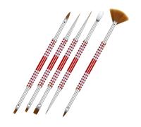 LABRIMP Nail Art Brushes Dual Tip Design Double-ended 5pcs with Antislip Handle for Easy Use for Builder Gel and Acrylic Nails in DIY Home and Salon