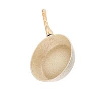 LABRIMP Non-Stick Home Wok 24cm Flat Bottom Frying Pan Maifan Stone Coating Induction and Gas Stove Compatible Kitchen Cookware for Everyday Cooking Random Style