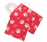 LABRIMP Paper Bags Handheld Tote Bags Red with Dog Paw Cartoon Pattern 12pcs Easy to Carry Fine Workmanship Mini Packing Pouch for Party and Other Occasions