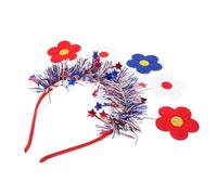 LABRIMP Patriotic Flower Headband for Independence Day Red White Blue Floral Hair Hoop for Memorial Day Cosplay Parties Stylish Fun Headpiece for Celebrations