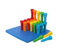 LABRIMP Peg Board with Mushroom-shaped Pegs for Fine Motor Skills Development Color Sorting and Counting for Early Learning and Montessori Play