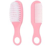 LABRIMP Pink Brush and Comb Grooming Care Kit for Newborns with Soft Plastic Bristles that Do Not Hurt Hair and Promote, Hygiene and Scalp Massage