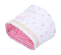 LABRIMP Pink Floral Fabric Storage Basket with Elegant Lace Design, Small Cotton Organizer Basket with Bow for Versatile Organization, Maintains Shape, for Bedside Tables Or Offices
