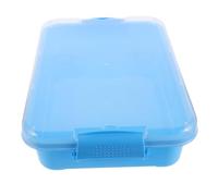 LABRIMP Plastic Sandbox with Lid Medium Transparent Blue Sand Tray for Indoor Outdoor Use Creative Play and Motor Skills Development Safe Non-toxic Materials for Home Kindergarten