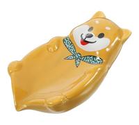 LABRIMP Portable Ceramic Dog Soap Holder with Self Draining Design, Orange Soap Dish Preventing Water Accumulation for Travel and Business Trips