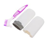 LABRIMP Portable Denture Toothbrush Travel Holder Set with Cover, 2Pcs Double-Sided Retainer Brushes and White Storage Case for Oral Care and Travel Use