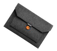 LABRIMP Portable Felt Laptop Sleeve Bag with Button Closure and Elastic Loop, 14-inch Business Laptop Protector Pouch, Design Fits Easily into Briefcase or Backpack, Black