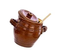 LABRIMP Practical Ceramic Can Self-pressure Pickles Canister with Glass Weights for Fermenting, 1.3l Sealed Food Storage Jar, Coffee Ceramic Containers for Kitchen Use