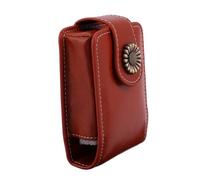 LABRIMP PU Leather Lipsticks Carrying Case with Built Mirror Portable Lipstick Pouch in Wine Red Makeup Organizer for Travel Go Use