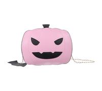 LABRIMP Pumpkin Versatile and Portable Shoulder Bag with Bat Pendant for Women Halloween Pu Crossbody Bag in Pink, for Daily Use and Shopping