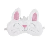 LABRIMP Rabbit Eye Cover Plush Sleeping Mask White Fashionable Suitable for Most Head Sizes for Flying and Trains for Adult Women