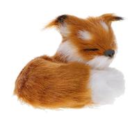 LABRIMP Realistic Faux Fur Fox Figurine Miniature Animal Model Home Office Decor Soft Plush Ornament for Animal Lovers
