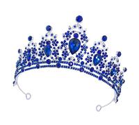 LABRIMP Rhinestone Bridal Tiara Crown Headband Blue Wedding Hair Accessory for Women for Birthdays Prom Events and Special Occasions