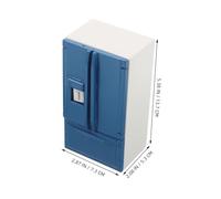 LABRIMP Scale Mini Fridge for Double-door Dollhouse Refrigerator Model White and Blue Simulation Miniature Kitchen Furniture Compact Wooden Mini Fridge for Role-playing and Collector