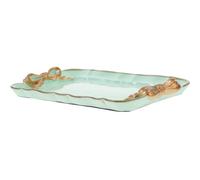 LABRIMP Serving Tray Reusable and Versatile Rectangular with Bowknot Design Resin Fruit Serving Platter Light Green Decorative Tableware Tray for Home and Party Use
