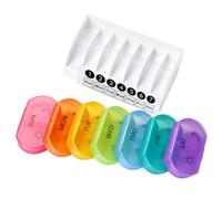 LABRIMP Small Pill Box Impact Resistant and Airtight Seal 7pcs for Purse with 2 Compartments Portable Mini Medicine Dispenser and Storage Container for Travel and Daily Medicine