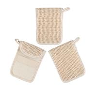 LABRIMP Soap Bag Beige 3pcs Natural Cotton Linen with Exfoliating Action Soap Foaming Mesh Pouch for Facial Cleansing and Body Wash, Sturdy Shower Loofah Sponge Holder for Bath and Travel