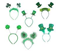LABRIMP St Patrick's Day Headbands Festival Atmosphere Creation 6pcs Decorative Hairbands Shamrock Design Assorted style for Saint Patrick's Day and Costume Parties