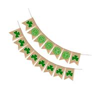 LABRIMP St Patrick's Day Linen Banner Set Premium Clover Bunting with Swallow Tail Design Party Decoration for St Paddys Day Celebration Reusable and Stylish Party Supplies