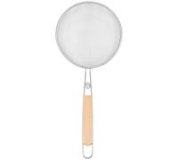 LABRIMP Stainless Steel Kitchen Skimmer Protects Hands from Hot Soup with Wooden Handle, Heat-Resistant Cooking Strainer for Vegetables and Meats, for Restaurants and Home Kitchens