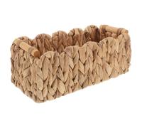 LABRIMP Storage Basket and Unique Natural Texture Hand Woven Water Hyacinth Rectangular with Sturdy Handles Portable Organizer for Living Room or ’s Room and Snacks