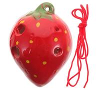 LABRIMP Strawberry Shaped Ceramic Ocarina 6 Holes Alto Ac for Beginners Portable Cartoon Musical Instrument for Boys and Girls and Students Creative