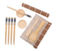 LABRIMP Sushi Rolling Kit for Beginners Bamboo Mat with Rice Paddle Spreader Plates and Spatulas Reusable Washable Sushi Maker Toolkit for Homemade Japanese Rolls and Elegant Presentation