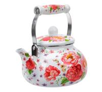 LABRIMP Thickened Enamel Teapot Kettle for Restaurant and Hotel Use Red Floral Household Tea Serving Pot Compatible with Gas and Induction Cookers