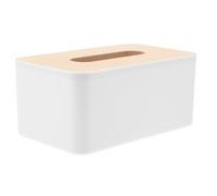 LABRIMP Tissue Box Holder Simple Style Rectangular in White with User-friendly Design Made of Sturdy Pp and Wood Fits Standard Size Tissue Boxes for Living Room Or Office Desktop Decor