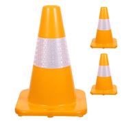 LABRIMP Traffic Safety Cone Weather Resistant Sturdy Portable Cone Sign Plastic 3pcs Yellow with Reflective Collar for Roadside Emergency and Night Operations for Driving Practice