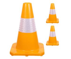 LABRIMP Traffic Safety Cone Weather Resistant Sturdy Portable Cone Sign Plastic 3pcs Yellow with Reflective Collar for Roadside Emergency and Night Operations for Driving Practice
