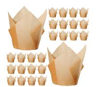 LABRIMP Tulip Cupcake Liners 2.76 Inch Tulip Muffin Paper Cases 50 Pcs for Birthday Parties and Practical Baking