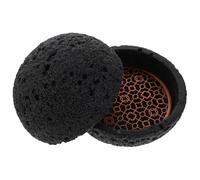 LABRIMP Unique Black Round Seafood Bowl with Creative Meteorite Design, Cement and Metal Material, Chilled Serving Function, for Shrimp Cocktail Platter and Dessert Presentation