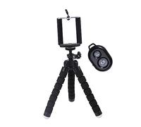 LABRIMP Universal Selfie Stick Tripod with Extendable Stand and Wireless Remote, Black Sponge Octopus Phone Holder for Stable Mobile Photography and Travel Use