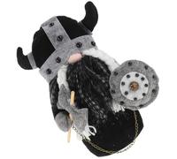 LABRIMP Viking Black Knight Gnome Doll with Horned Shield, Standing Plush Christmas Ornament, Medieval Warrior Tabletop Decoration for Holiday Festival