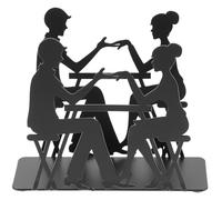 LABRIMP Vintage Black Metal Napkin Holder Rack with Couple Silhouette Tabletop Dispenser for Kitchen, Restaurant, Café, Farmhouse Dining and Cocktail Napkin Use