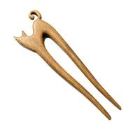 LABRIMP Vintage Cat Shape Wood Hair Stick with Composite Material for DIY and Party Easy to Slide into Bun No Hair Damage