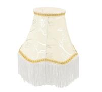 LABRIMP Vintage Fabric Bell Lamp Shade with Tassel European Style Embroidered Lampshade Soft Light Diffusion for Bedroom and Party Decor Handmade Bohemian Flared Shade Floral Design