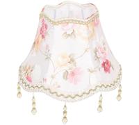LABRIMP Vintage Pink Peony Fabric Lampshade with Tassel Beads, Small Dome Lamp Shade for Pendant, Table and Wall Light Fixtures, European Retro Style Light Cover