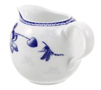 LABRIMP Vintage Porcelain Creamer Pitcher with Drip-Free Pouring and Easy Reheating, Blue and White Ceramic Sauce Dispenser Jug for Milk and Broth, for Formal and Casual Dining