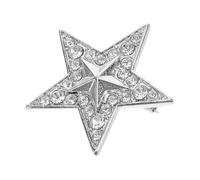 LABRIMP Vintage Star Costume Pin for Clothes, Silver Alloy Five-pointed Brooch with Rhinestone Detail, Elegant Accessory for Scarves and Jackets
