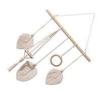 LABRIMP Wall Hanging Hair Bow Organizer Cotton and Wood Material Bohemian Macrame Rustic Natural Style in Beige Displaying Headbands and Girl's Hair Bows for Baby Room or Housewarming