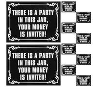 LABRIMP Waterproof Tip Sticker Decals 10Pcs Black White Tipping Sign Labels for Bars Cafes Restaurants with “Your Money Is Invited” Message