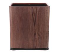 LABRIMP Wood Grain Slim Trash Can - Vintage Imitation Wood Plastic Garbage Bin - 12x11x7 Floor Wastebasket for Kitchen, Bathroom, Or Hotel - Narrow Design for Tight Spaces, Coffee