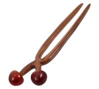 LABRIMP Wooden Hair Fork U-Shaped Hair Stick with Double Mushroom Design Green Sandalwood for Women and