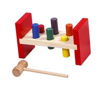 LABRIMP Wooden Hammer Educational Knocking Peg Hammer Red Cognitive Development Early Learning for Hand-eye Coordination and Fine Motor Skills
