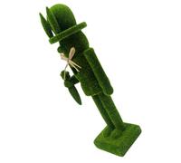 LABRIMP Wooden Nutcracker Statue with Flocked Easter Bunny Texture Holiday Nutcracker Puppet for Tabletop and Shelf Decoration Traditional Christmas Soldier Figure for Festive Home Display