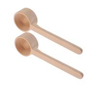 LABRIMP Wooden Tea Scoop and Milk Spoon Long Handle Beechwood Measuring Spoons for Kitchen and 2pcs